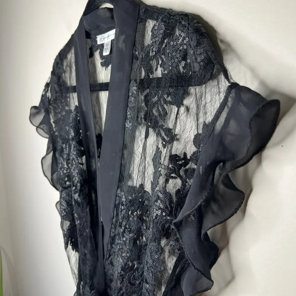 The Rya Charming‎ Cover Up NWT Embroidered Sequin Lace Chiffon Lingerie SZ XS/S